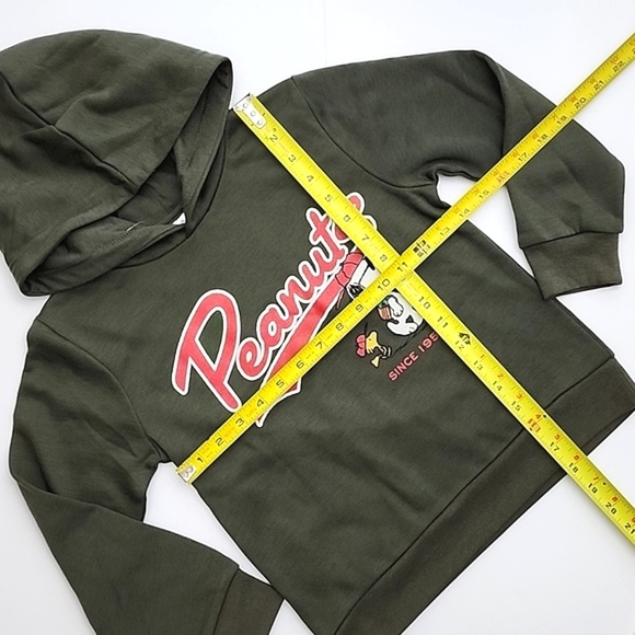 Peanuts Youth's Pullover Hoodie  Green Snoopy & Woodstock Print Size Small - Picture 5 of 5